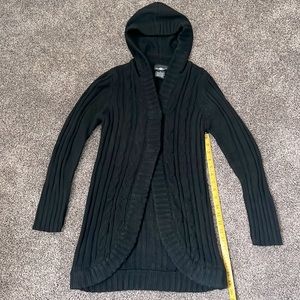 Long Hooded Cardigan Sweater With Snap Closure Size M